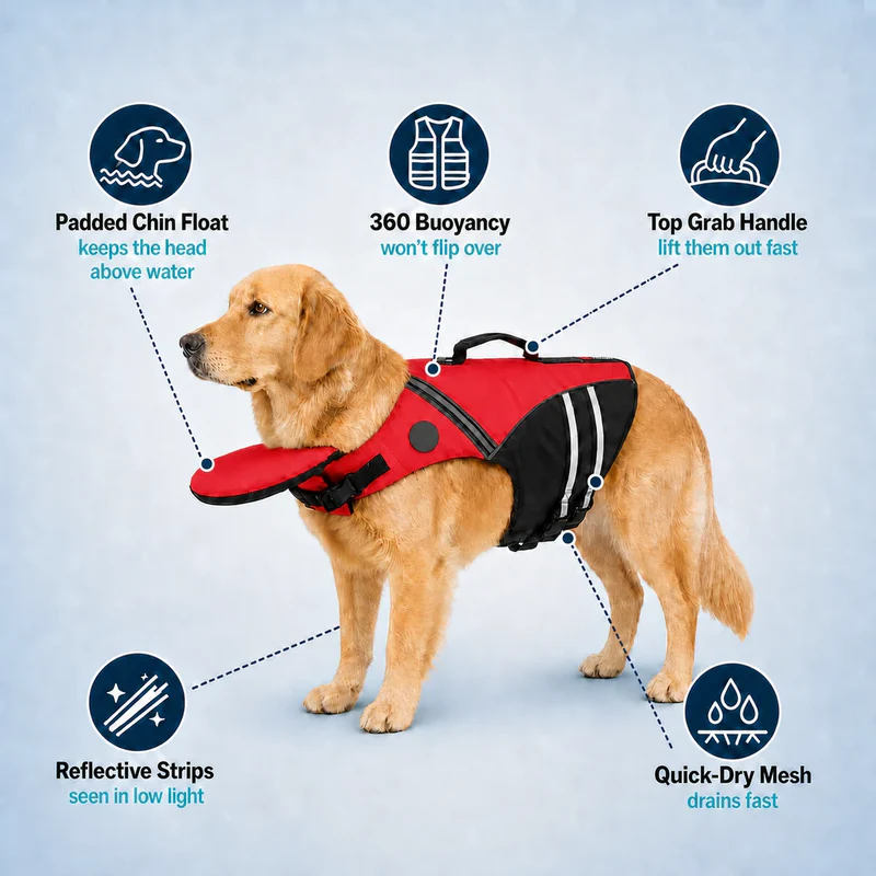 Dog Life Jacket With Chin Support