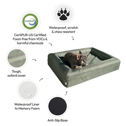 Memory Foam Dog Bed - Armour Pine Green