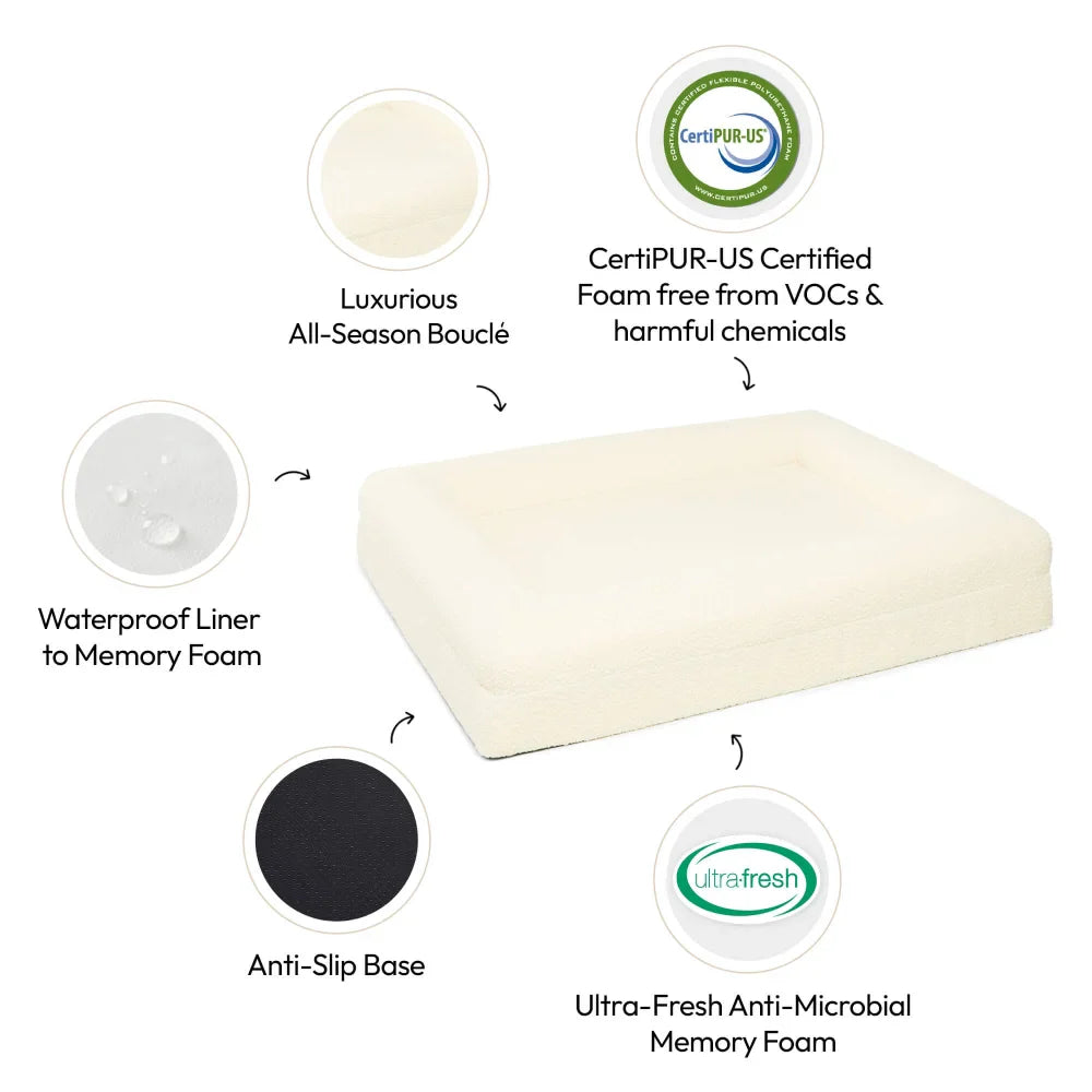Memory Foam Dog Bed - Boucle Ivory