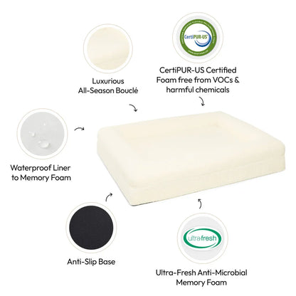 Memory Foam Dog Bed - Boucle Ivory