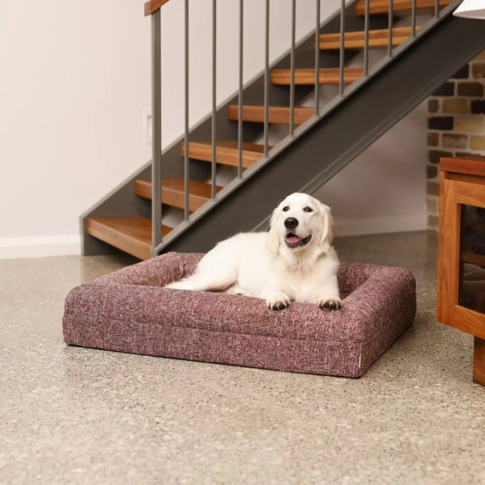 Memory Foam Dog Bed - Boucle Speckle Red