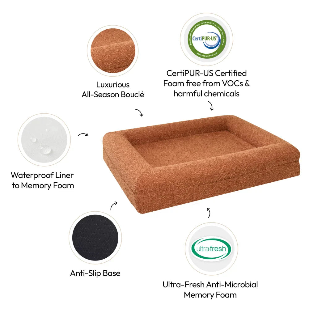 Memory Foam Dog Bed - Boucle Terracotta