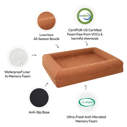 Memory Foam Dog Bed - Boucle Terracotta