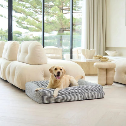 Memory Foam Dog Bed - Canvas Navy Lines