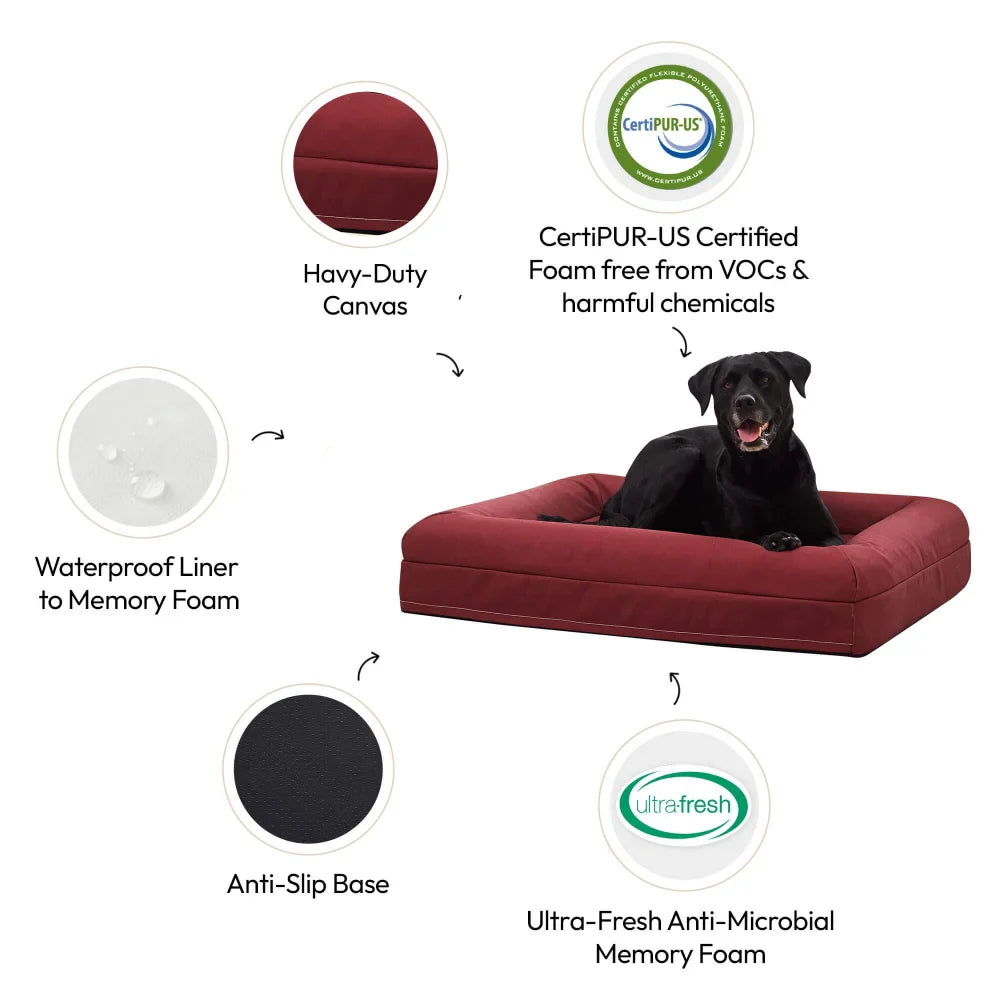 Memory Foam Dog Bed - Canvas Spiced Apple