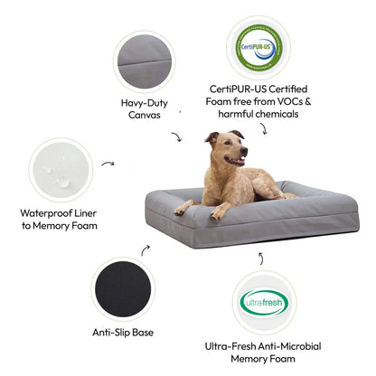 Memory Foam Dog Bed - Canvas Sterling