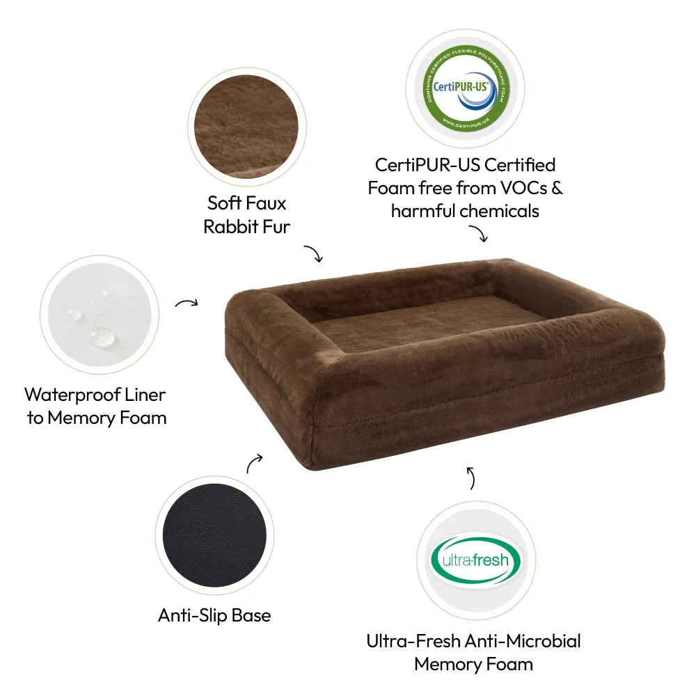 Memory Foam Dog Bed - Faux Fur Chocolate