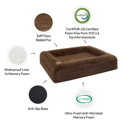 Memory Foam Dog Bed - Faux Fur Chocolate