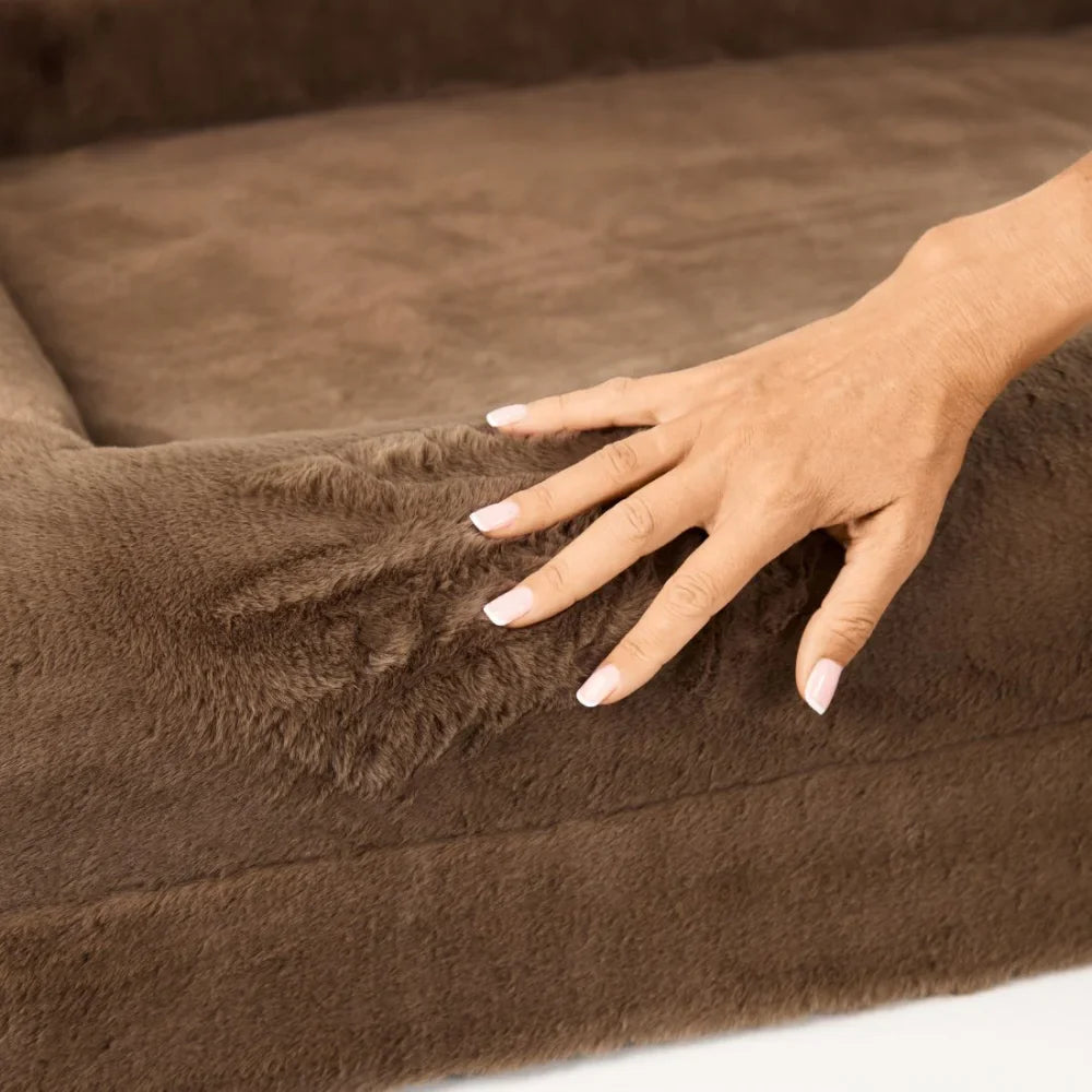 Memory Foam Dog Bed - Faux Fur Chocolate