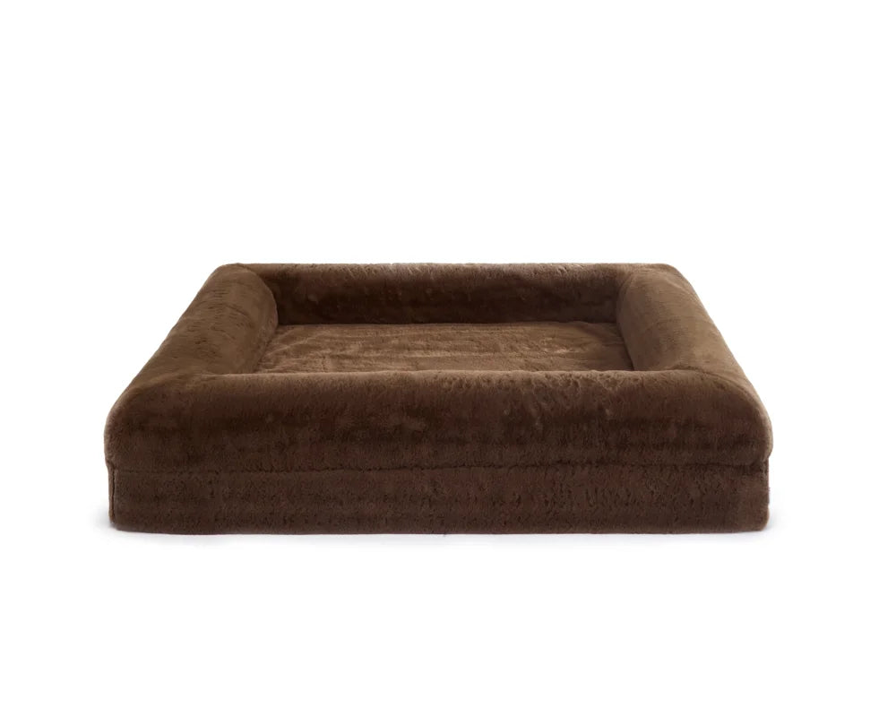 Memory Foam Dog Bed - Faux Fur Chocolate