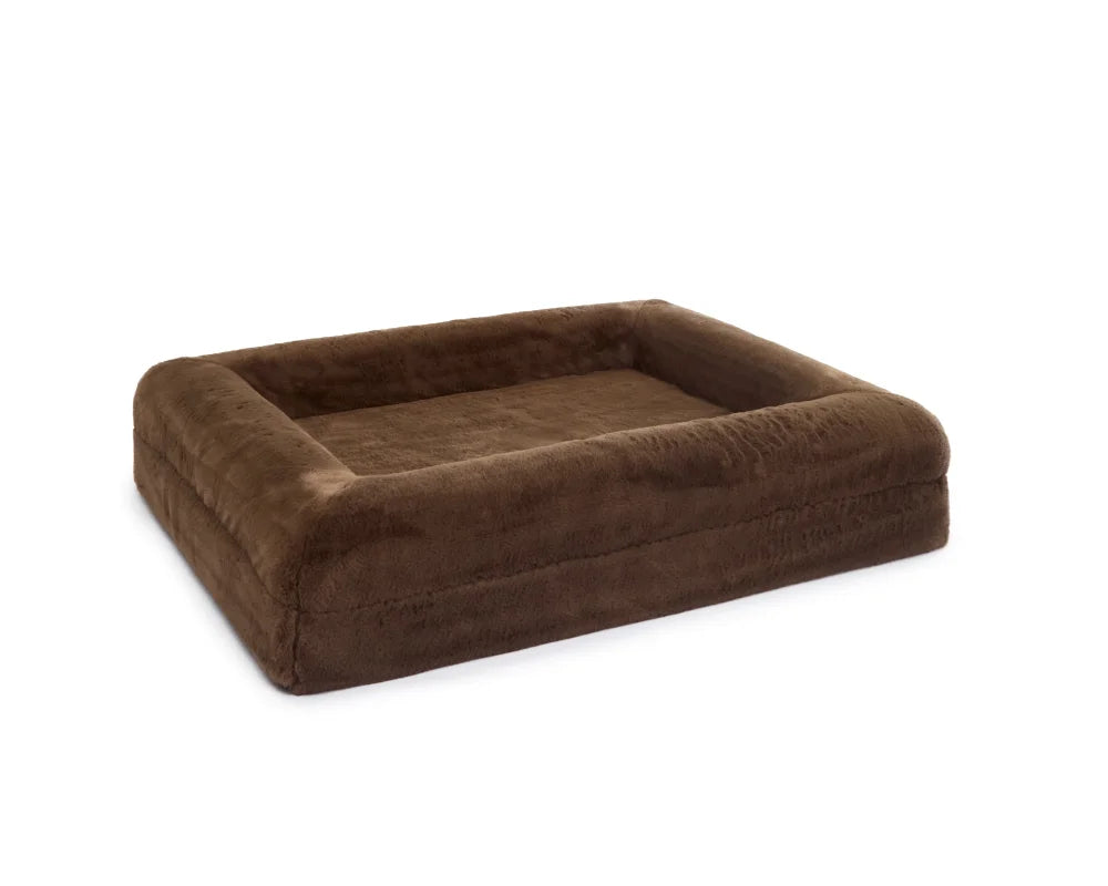 Memory Foam Dog Bed - Faux Fur Chocolate