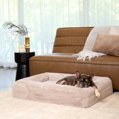 Memory Foam Dog Bed - Faux Fur Pearl