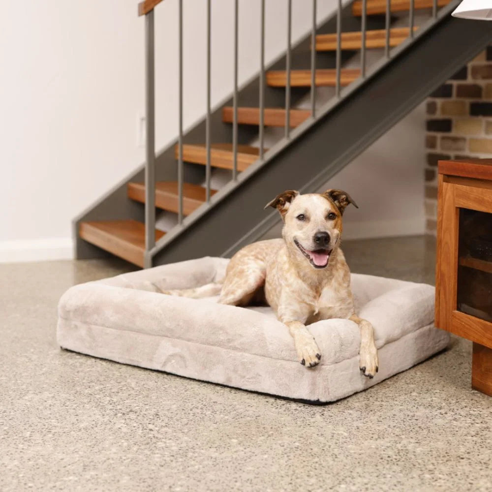 Memory Foam Dog Bed - Faux Fur Pearl