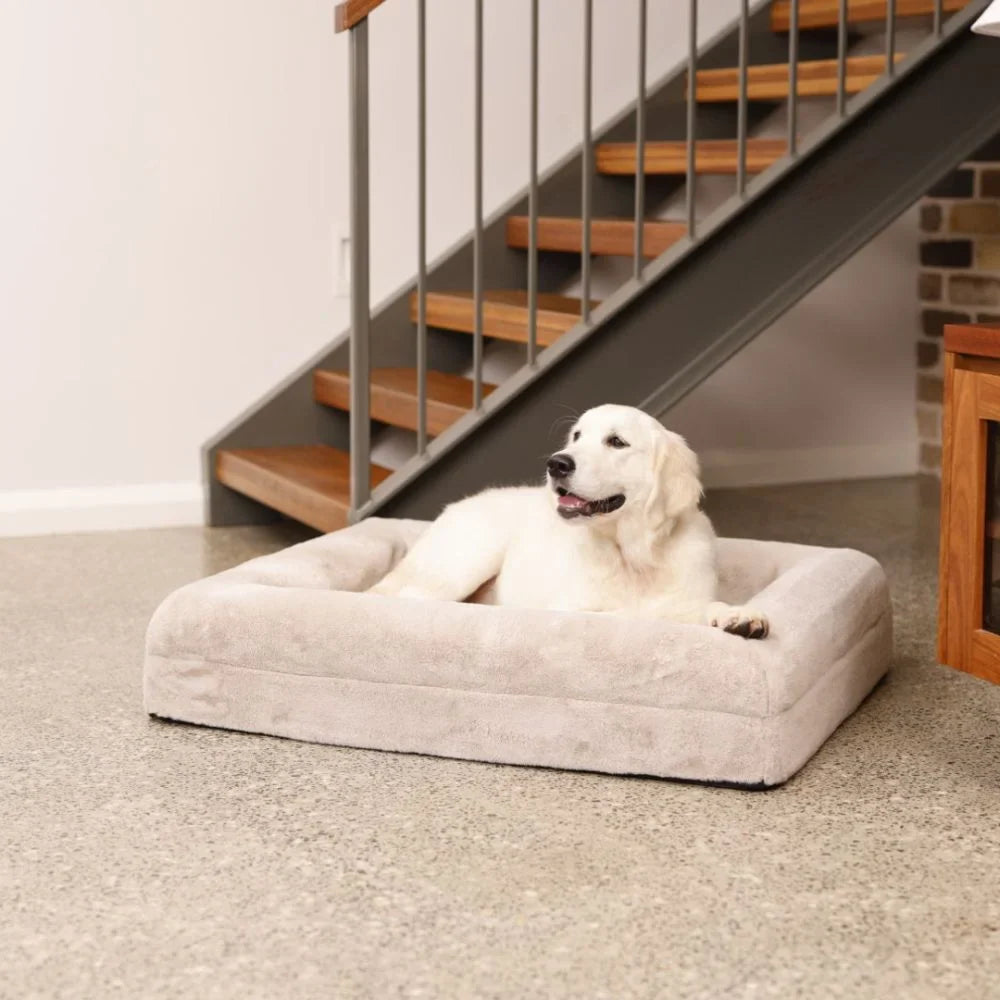 Memory Foam Dog Bed - Faux Fur Pearl