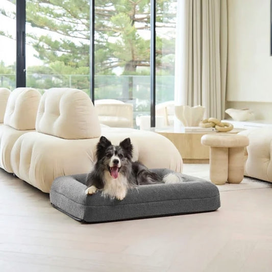 Memory Foam Dog Bed - Polar Fleece Salt Grey