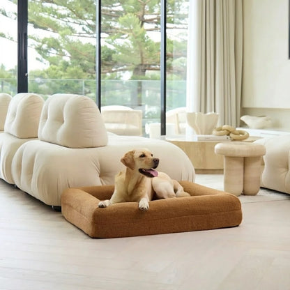 Memory Foam Dog Bed - Polar Fleece Golden Brown