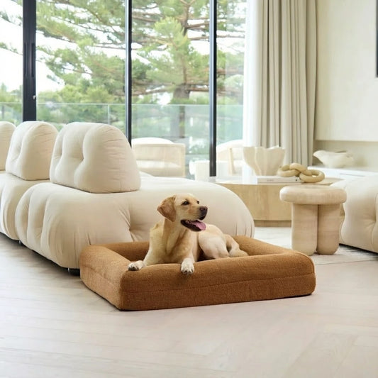 Memory Foam Dog Bed - Polar Fleece Golden Brown